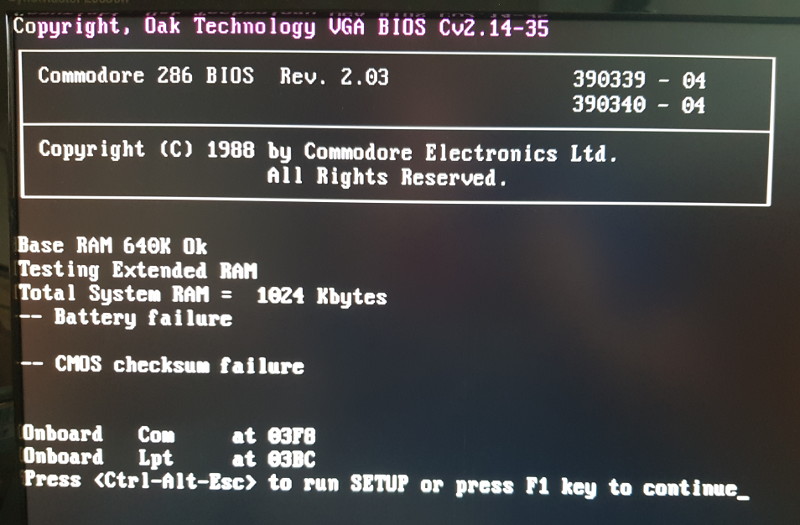 Commodore PC 30-III Battery Failure