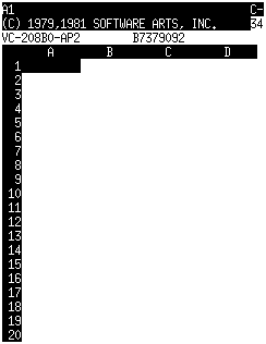 Screenshot of VisiCalc.