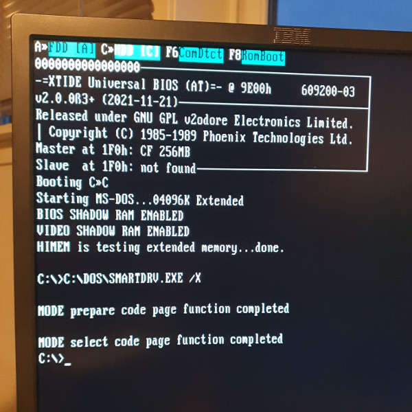 XT-IDE loaded on Commodore PC 50-II