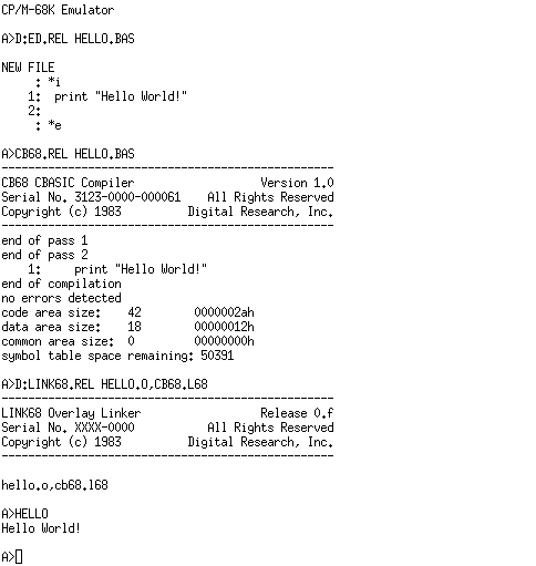 Screenshot of CBASIC68.