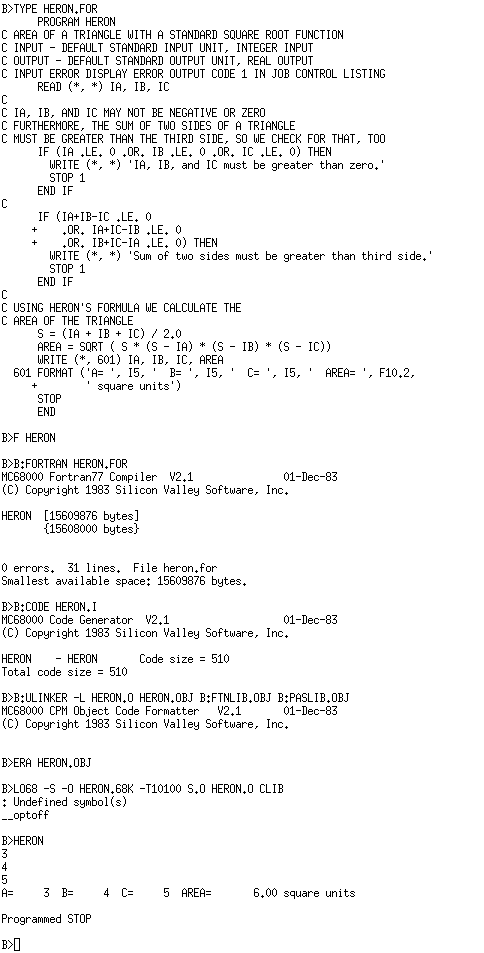 Screenshot of FORTRAN77.