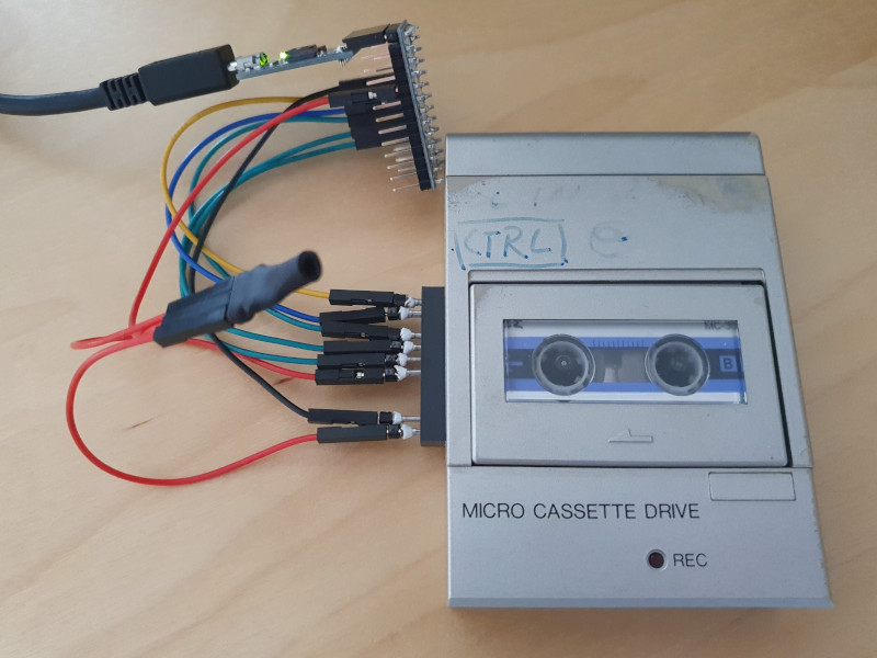 Arduino connected to HX-20 micro-cassette player