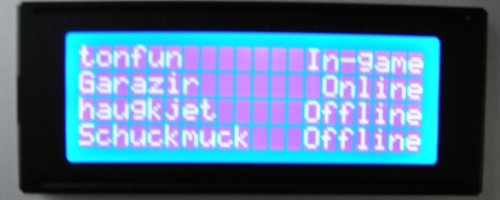 LCD displaying steam status.