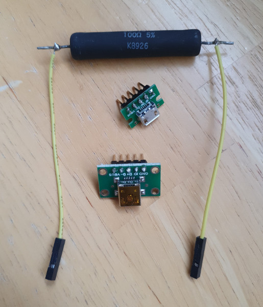 USB connectors and power resistor